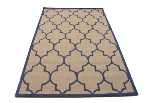 Cream & Purple-navy Trellis 5X8 Hand-Tufted Modern Rug