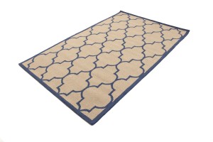 Cream & Purple-navy Trellis 5X8 Hand-Tufted Modern Rug