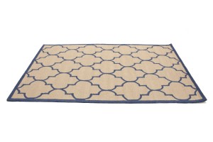 Cream & Purple-navy Trellis 5X8 Hand-Tufted Modern Rug