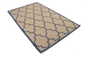 Cream & Purple-navy Trellis 5X8 Hand-Tufted Modern Rug