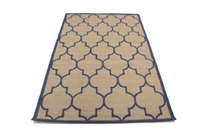 Cream & Purple-navy Trellis 5X8 Hand-Tufted Modern Rug