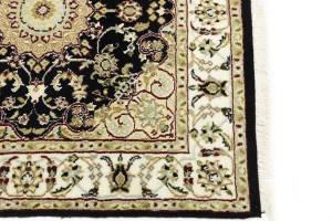 Black Floral 3X3 Indo-Nain Oriental Square Rug