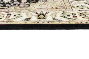 Black Floral 3X3 Indo-Nain Oriental Square Rug