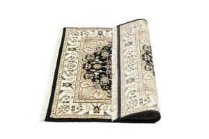 Black Floral 3X3 Indo-Nain Oriental Square Rug