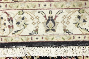 Black Floral 3X3 Indo-Nain Oriental Square Rug