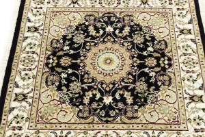Black Floral 3X3 Indo-Nain Oriental Square Rug
