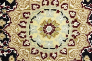 Black Floral 3X3 Indo-Nain Oriental Square Rug