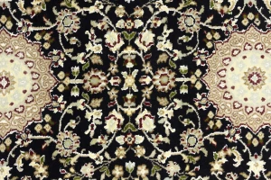 Black Floral 3X10 Indo-Nain Oriental Runner Rug