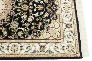Black Floral 3X10 Indo-Nain Oriental Runner Rug