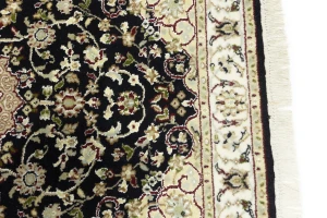 Black Floral 3X10 Indo-Nain Oriental Runner Rug