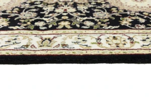 Black Floral 3X10 Indo-Nain Oriental Runner Rug