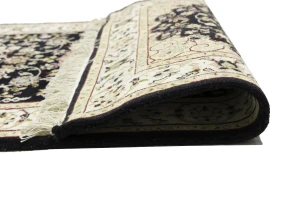 Black Floral 3X10 Indo-Nain Oriental Runner Rug