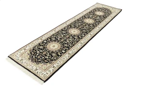Black Floral 3X10 Indo-Nain Oriental Runner Rug