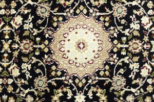 Black Floral 3X10 Indo-Nain Oriental Runner Rug