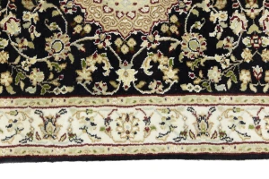 Black Floral 3X12 Indo-Nain Oriental Runner Rug