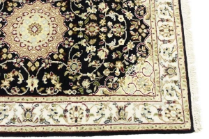 Black Floral 3X12 Indo-Nain Oriental Runner Rug