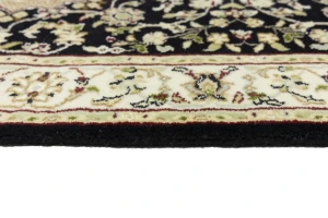 Black Floral 3X12 Indo-Nain Oriental Runner Rug