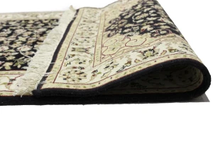 Black Floral 3X12 Indo-Nain Oriental Runner Rug