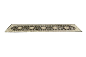 Black Floral 3X12 Indo-Nain Oriental Runner Rug