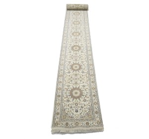 Cream Floral 3X23 Indo-Nain Oriental Runner Rug
