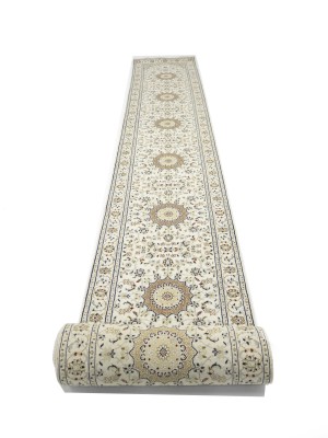 Cream Floral 3X23 Indo-Nain Oriental Runner Rug