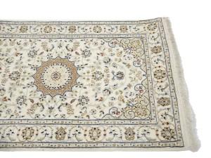 Cream Floral 3X23 Indo-Nain Oriental Runner Rug