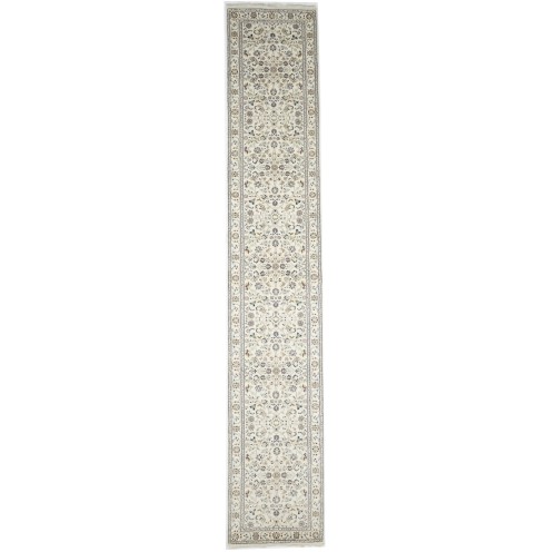 Cream Floral 3X16 Indo-Nain Oriental Runner Rug