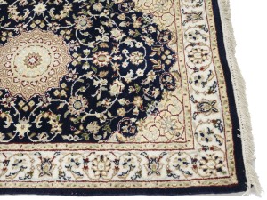 Dark Navy Floral 3X16 Indo-Nain Oriental Runner Rug