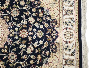 Dark Navy Floral 3X16 Indo-Nain Oriental Runner Rug