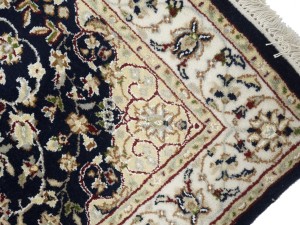 Dark Navy Floral 3X16 Indo-Nain Oriental Runner Rug