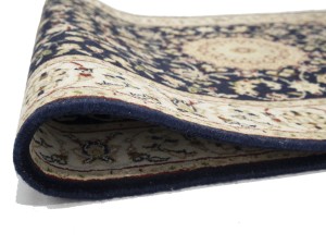 Dark Navy Floral 3X16 Indo-Nain Oriental Runner Rug