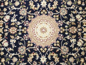 Dark Navy Floral 3X16 Indo-Nain Oriental Runner Rug