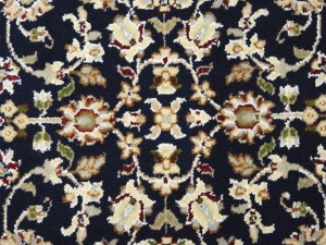 Dark Navy Floral 3X16 Indo-Nain Oriental Runner Rug