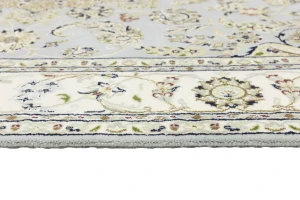 Light Blue-gray Floral 7X10 Indo-Nain Oriental Rug