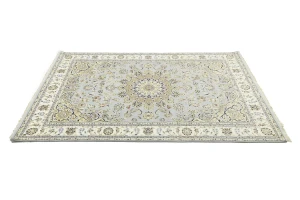 Light Blue-gray Floral 7X10 Indo-Nain Oriental Rug