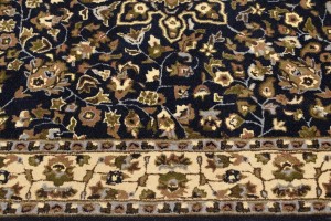 Dark Navy Floral 5X8 Hand-Tufted Modern Rug