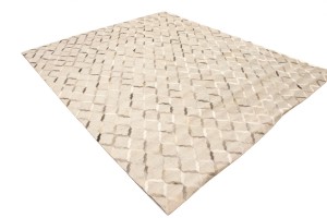 Silver Cowhide 8X10 Modern Leather Rug