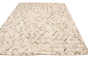 Silver Cowhide 8X10 Modern Leather Rug