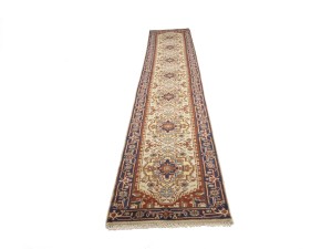 Cream Floral 3X16 Heriz Serapi Oriental Runner Rug