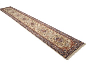 Cream Floral 3X16 Heriz Serapi Oriental Runner Rug