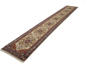Cream Floral 3X16 Heriz Serapi Oriental Runner Rug