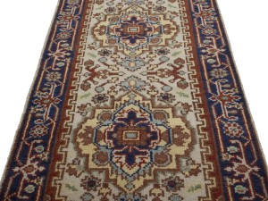 Cream Floral 3X16 Heriz Serapi Oriental Runner Rug