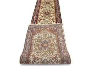 Cream Floral 3X16 Heriz Serapi Oriental Runner Rug