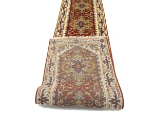 Red Floral 3X16 Heriz Serapi Oriental Runner Rug