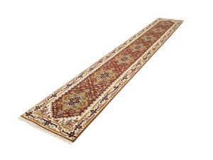 Red Floral 3X16 Heriz Serapi Oriental Runner Rug