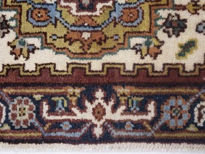 Cream Floral 2'6X15'5 Heriz Serapi Oriental Runner Rug