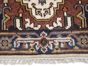 Cream Floral 2'6X15'5 Heriz Serapi Oriental Runner Rug