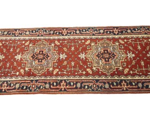 Red Floral 2'6X16'8 Heriz Serapi Oriental Runner Rug