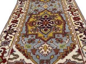 Light Gray Floral 3X16 Heriz Serapi Oriental Runner Rug