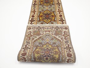 Light Gray Floral 3X16 Heriz Serapi Oriental Runner Rug